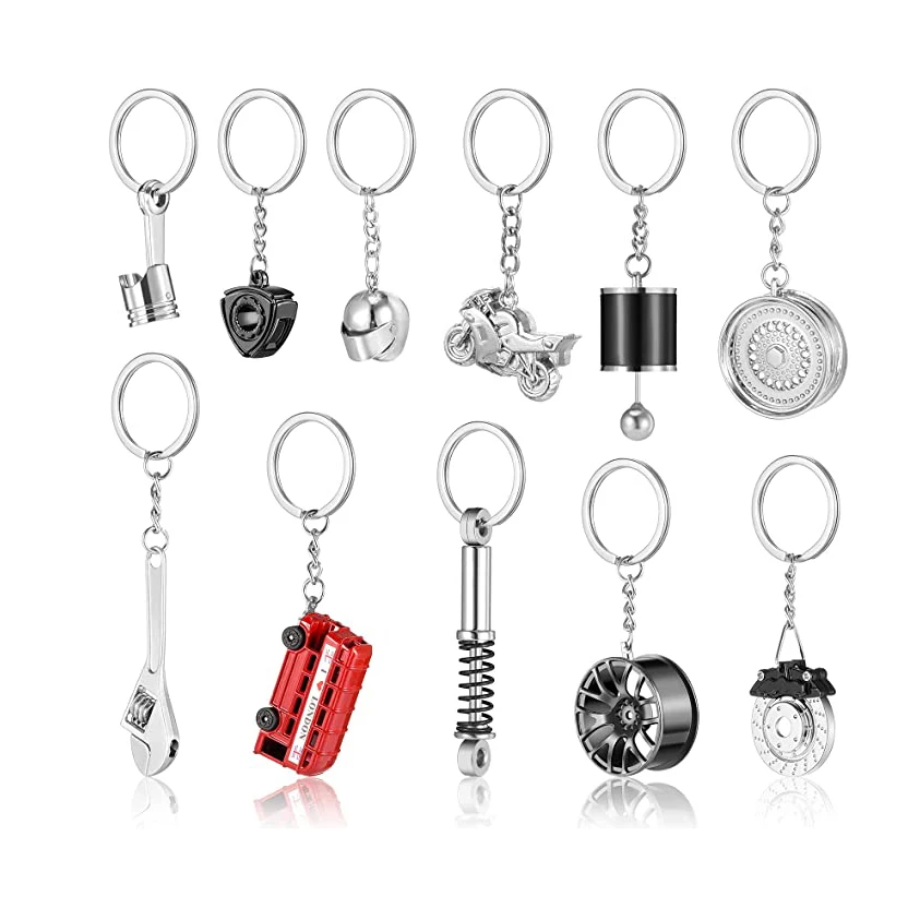 Custom Car Lover Christmas Father Gift Wrench Motorcycle Tire Accessories Metal Turbo Keychain with Sound