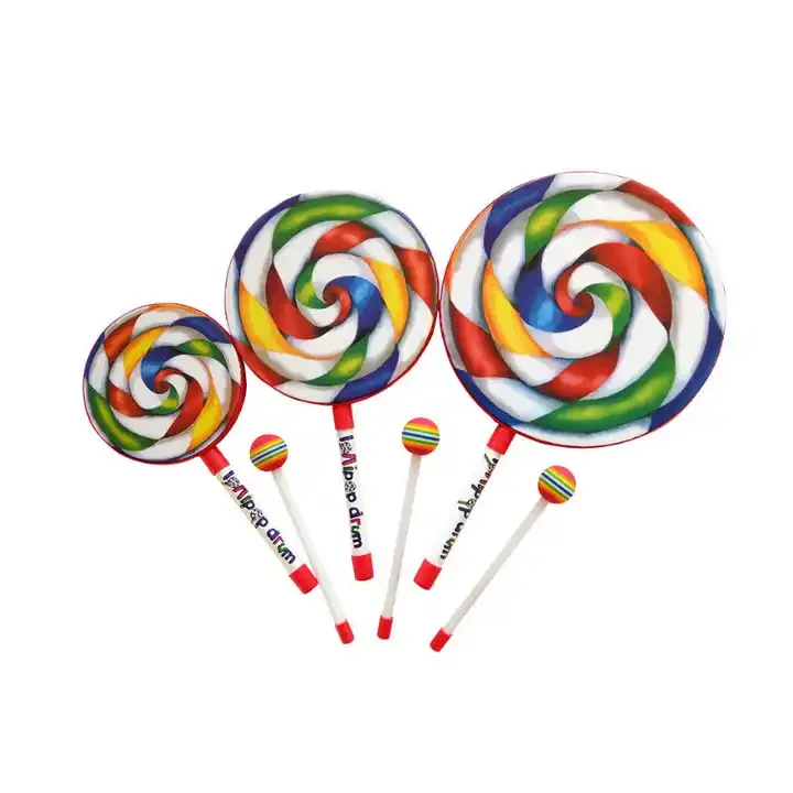 Children Popular Percussion 8 Inch Lollipop Tambourine Candy Drums