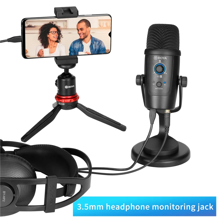 BOYA BY-PM500 Professional Recording Studio Microphone Desktop USB Condenser Mic with Stand for Podcasting Gaming Vlogging