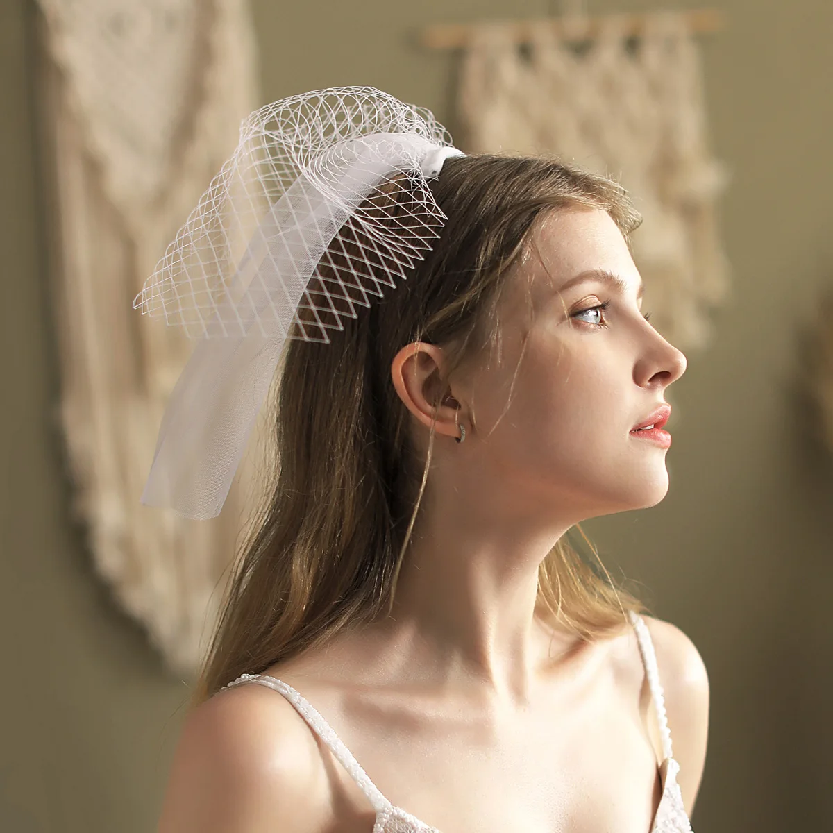Wholesale Double Layers Sample Short Tulle Ivory White Wedding Veil With Comb