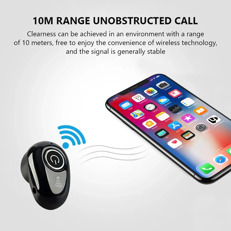 S650 Mini BT Earphone Wireless In Ear Invisible Earbuds Handsfree Single Stereo USB Headset With Mic For iPhone 14 Huawei