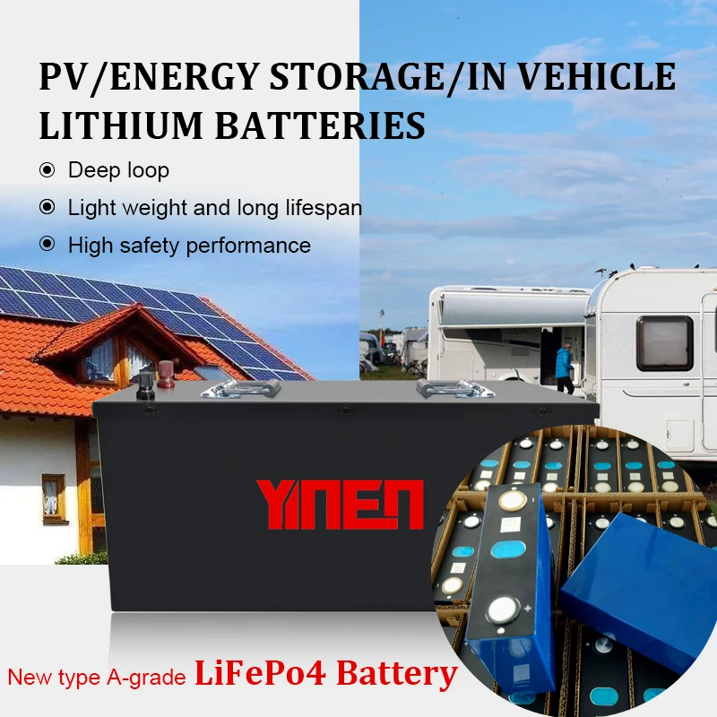 Factory sale 12V 200AH Deep Cycle Rechargeable lithium battery for motorhomes and golf carts