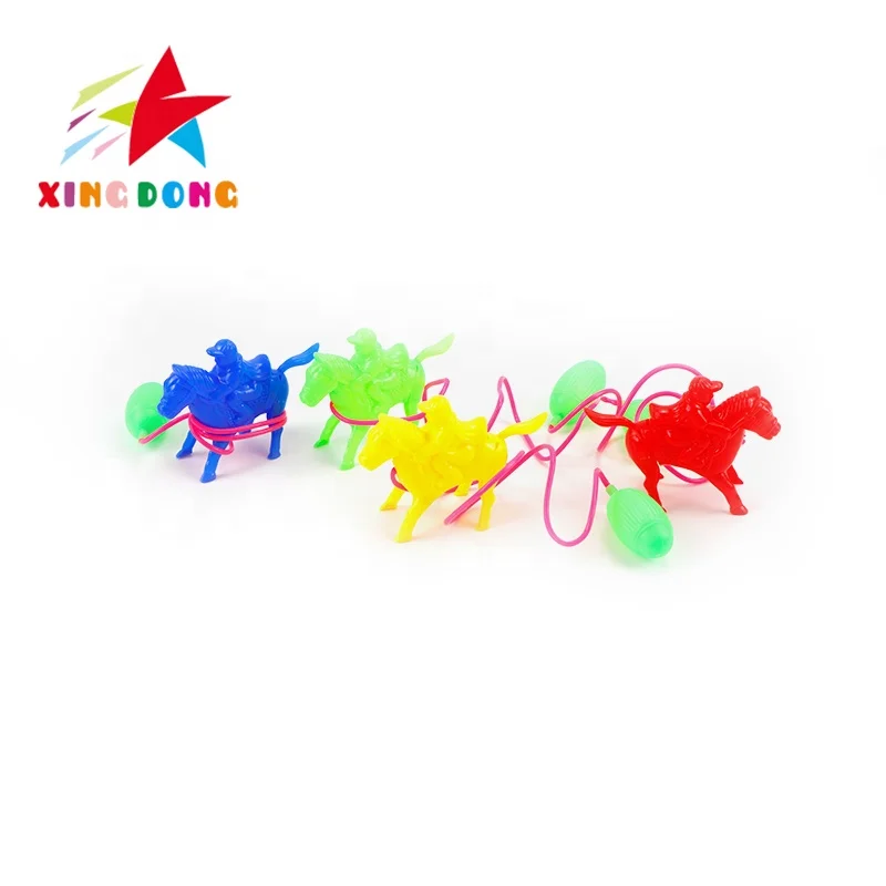 cheap mini Promotional jumping horse knight toys by manual pressure