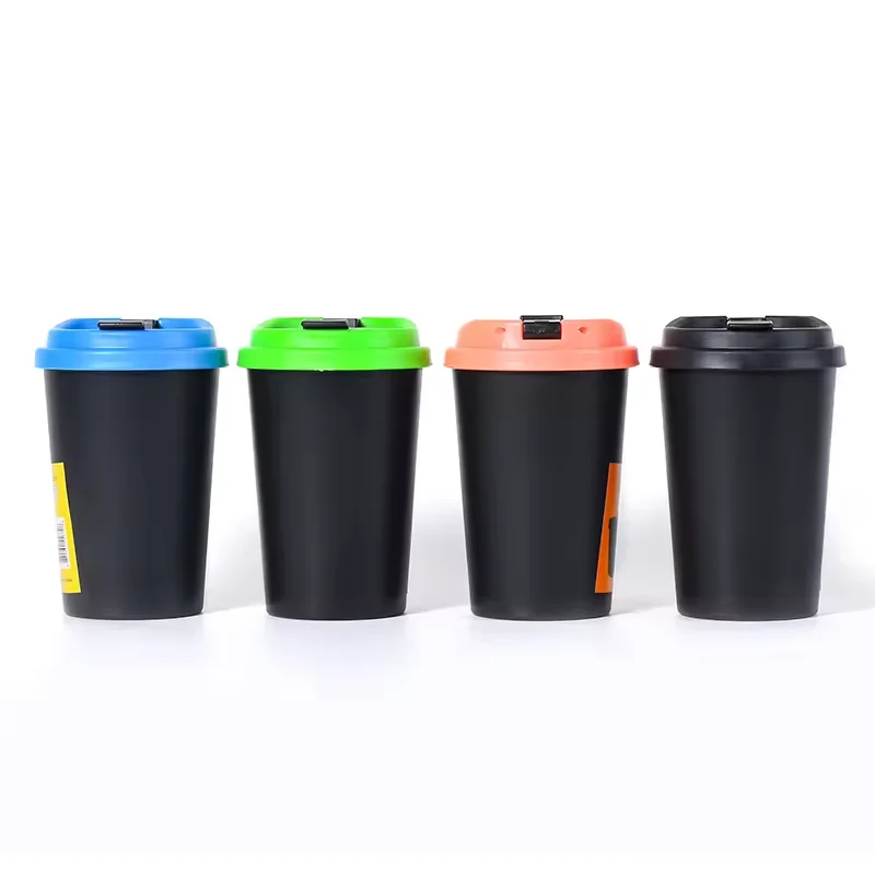2024 Plastic Car Ashtray With Colorful Lid Luminous Butt Bucket Portable Cheap Ashtray ABS Material Cup Ashtray