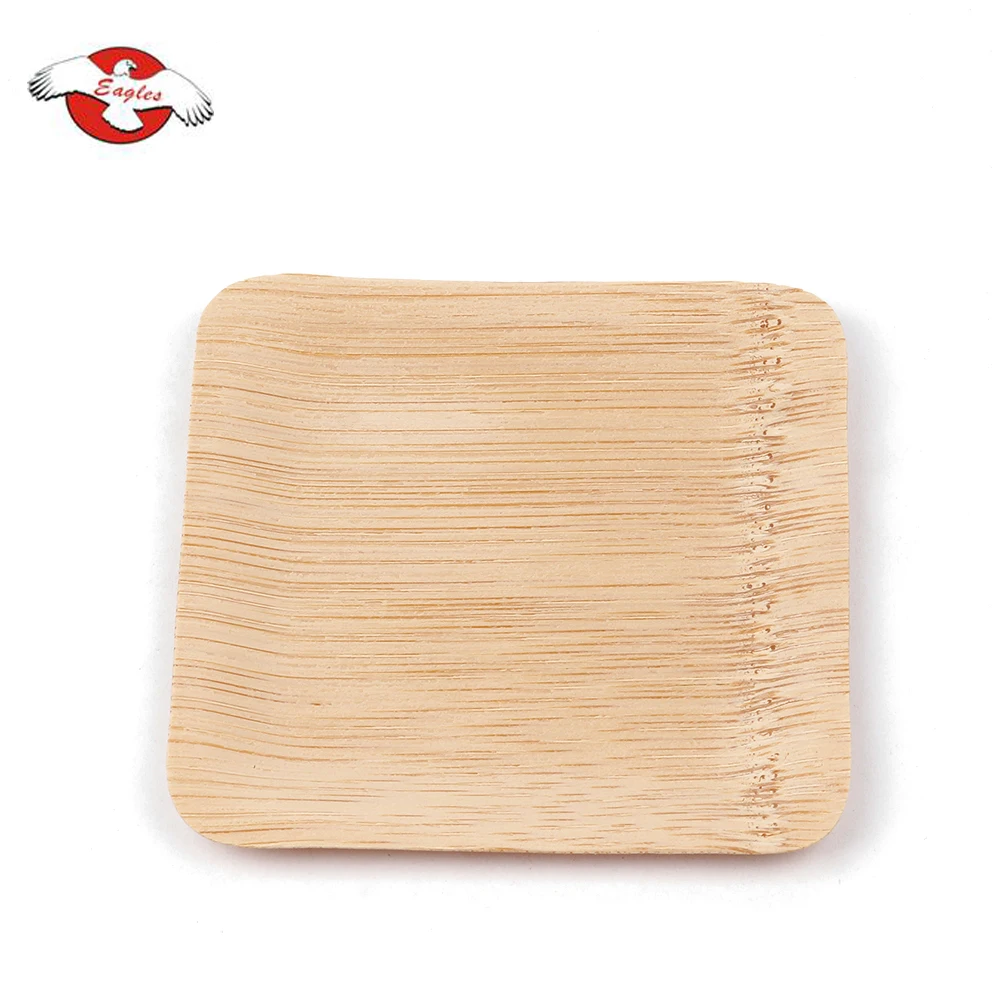 Modern Square Disposable Eco-Friendly Wood Charger Plates Sustainable Wooden Birch Veneer Stocked with Plant Pattern Dish Design