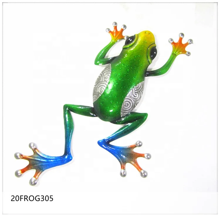 Wholesale discount Metal Wall Art Frog Decor Home Hanging Iron Crafts Green Frog