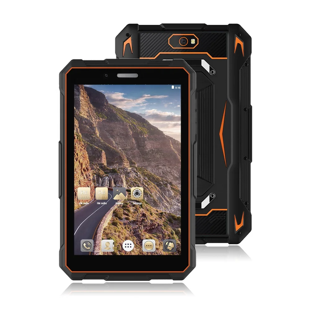 Высокая производительность 8 дюймов прочный планшетный ПК с системой андроида и 4 аппарат не привязан к оператору сотовой связи MTK8768 4 + 64 Гб IP67 NFC, GPS, FM, определение отпечатка пальца