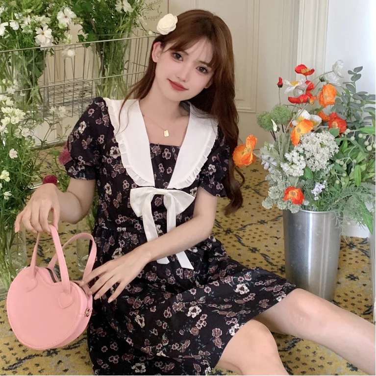 Fat sister summer collect waist show thin floral cute small student reduce age short skirt