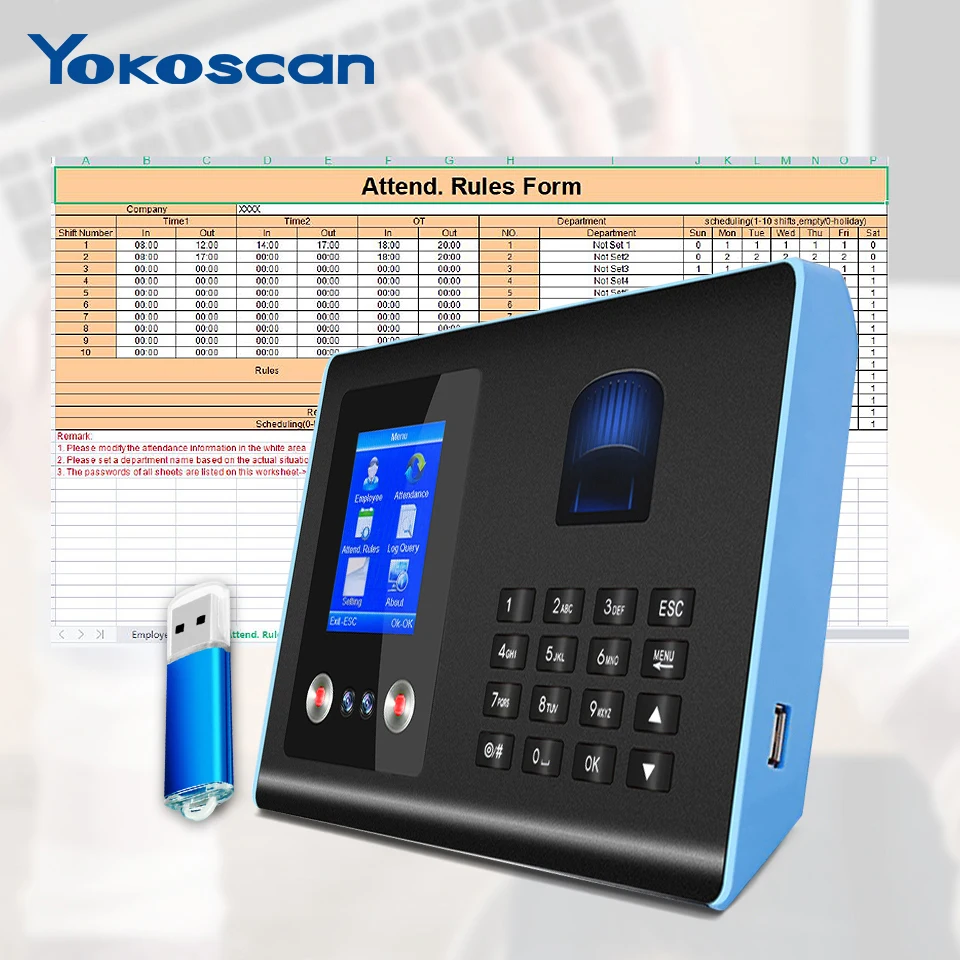FA01Staff Biometric Face Recognition Fingerprint Scanner Clock In And Out Employee Time Attendance Machine Time Recorder
