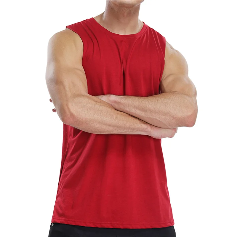  QC-111 Custom logo Sports wear different color in stock custom cotton clothing fitness men wholesale tank