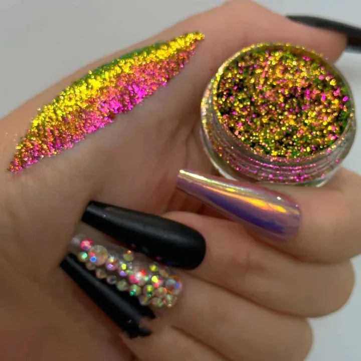 MLM custom makeup Bulk Rainbow Glitter Transparent Super Aurora Opal Color Shift Chameleon Eye shadow Chrome Flakes Pigment