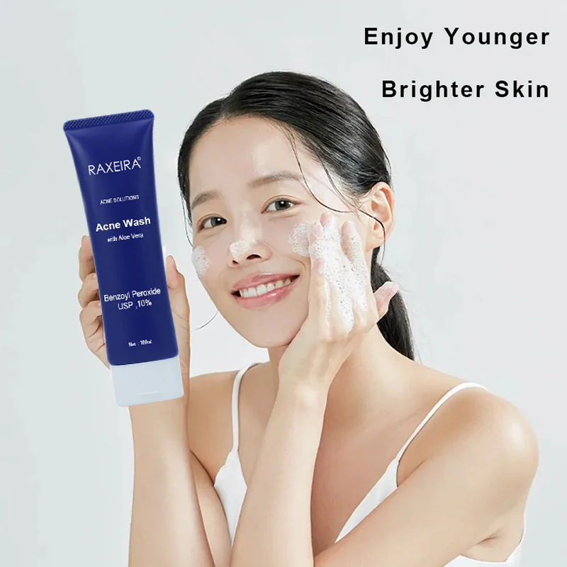 Private Label 10% Benzoyl Peroxide Anti Acne Whitening Face Wash Facial Cleanser For Oily Skin