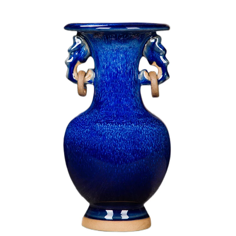 Ceramic Flower Vase Chinese Style Porcelain Vase with Handle Mini Floral Vase Flower Arrangement Holder Plant Pot