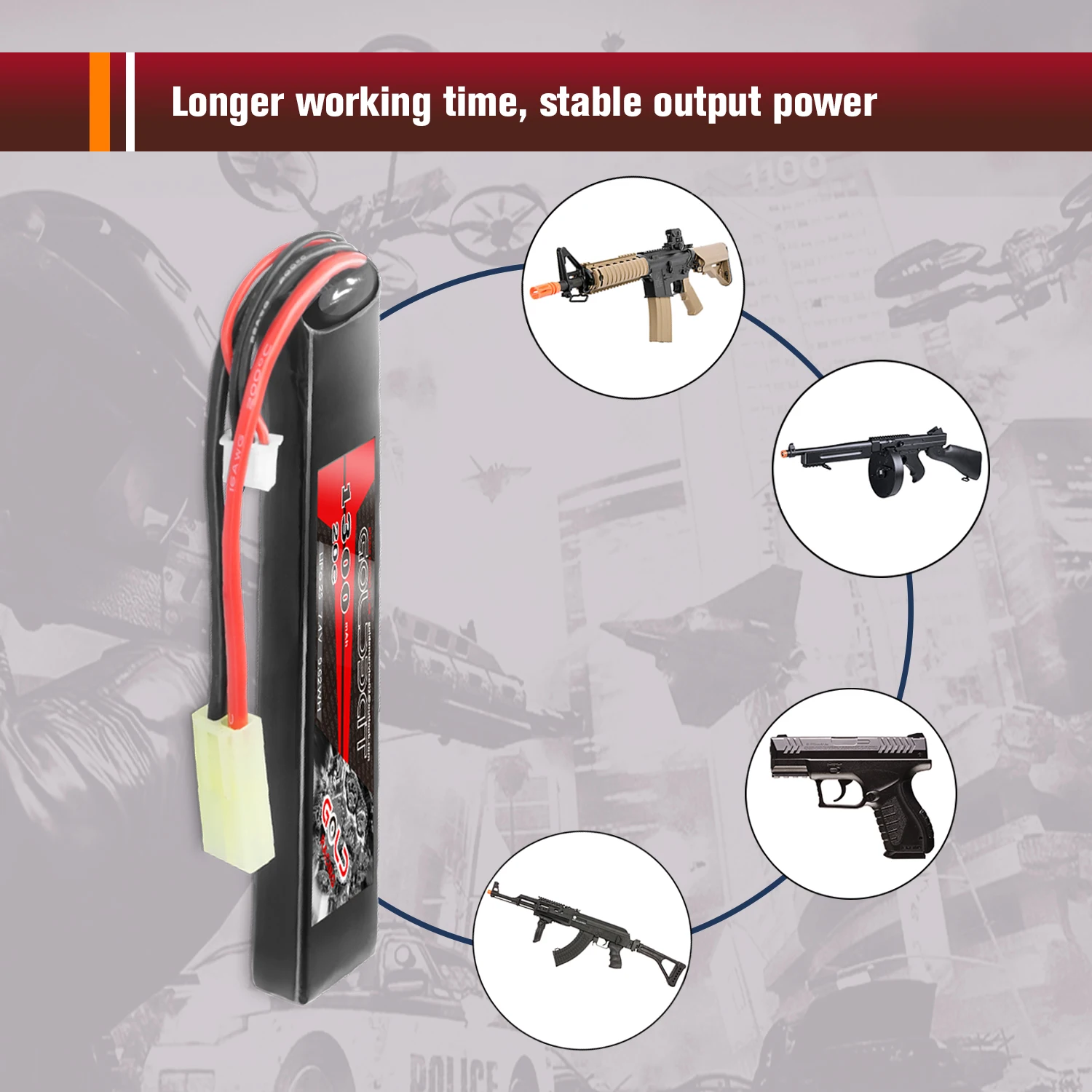 GPR Factory Wholesale High Discharge RC 20C 25C 2S1P 7.4V 1300mAh  Lipo Battery