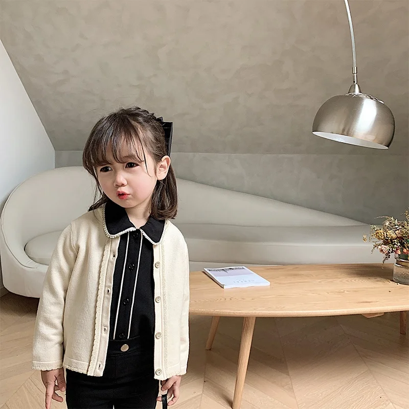 
6470/Spring fashion latest elegant soft girl cardigan coat knit cotton high quality girls jacket 