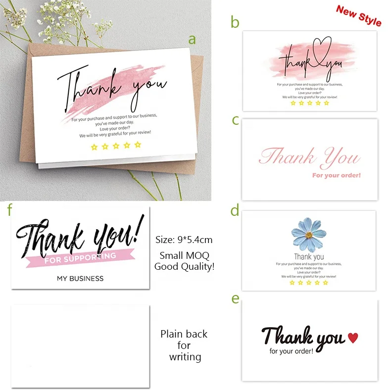 Custom paper small moq E-commerce packaging minimalistic insert 3x2 9*5.4cm business thank you cards