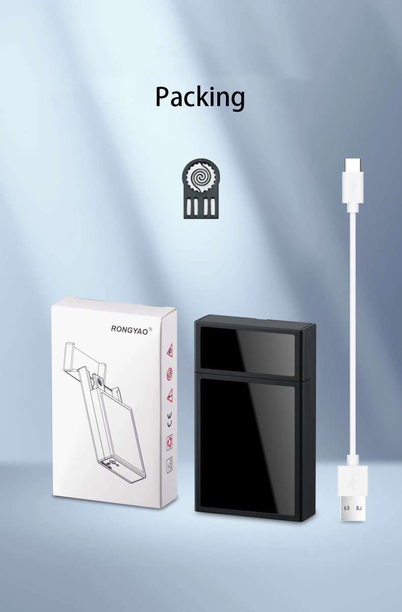 Classic Design 2 in 1 Custom Logo Heated Coil Lighter Cigarette Case with TYPE-C Charging