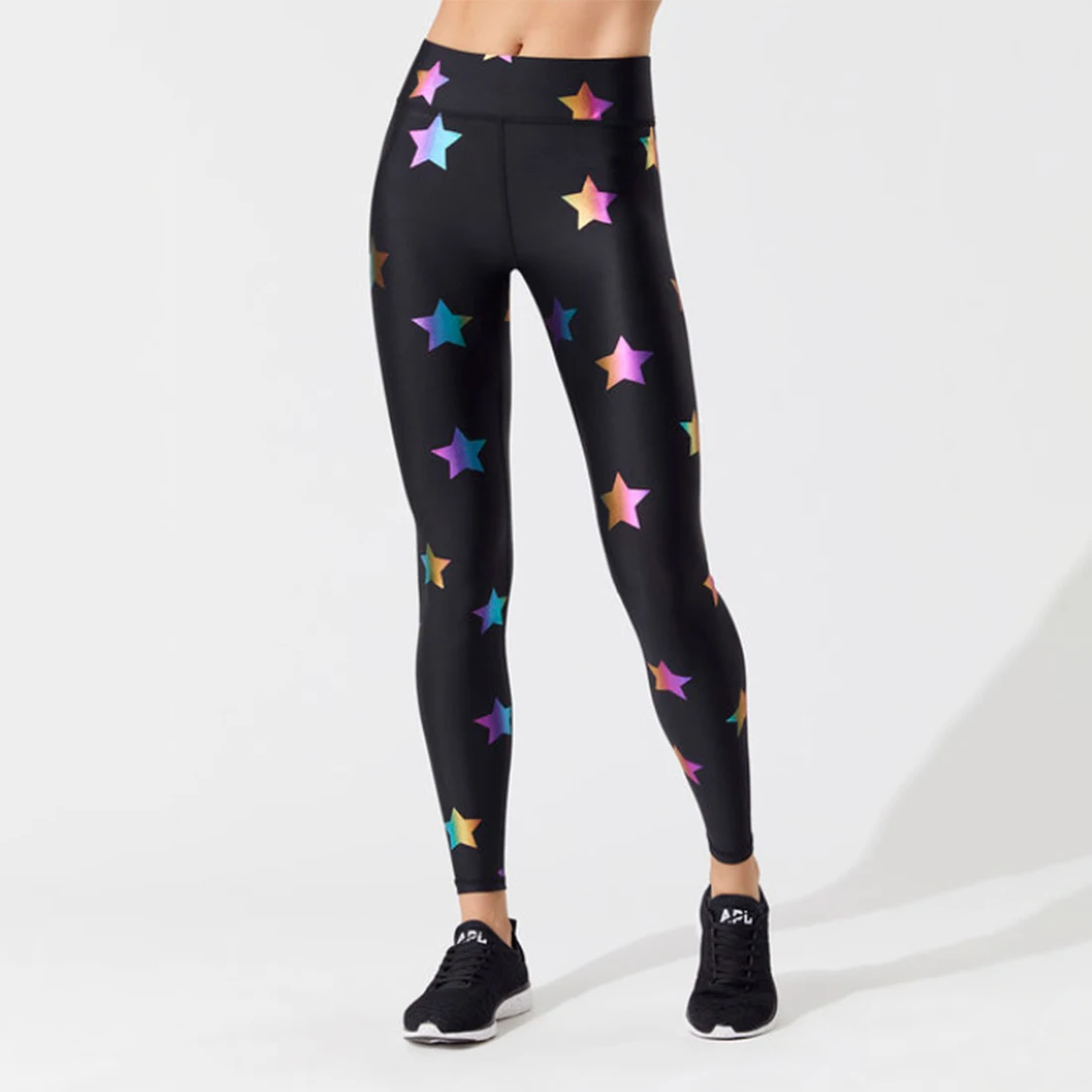 
Star Flag Printed Polyester Spandex Workout Leggings For Women 