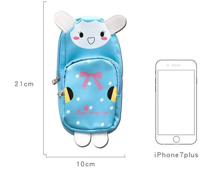 Cartoon leather rabbit panda animal shape school supplies pencil bag