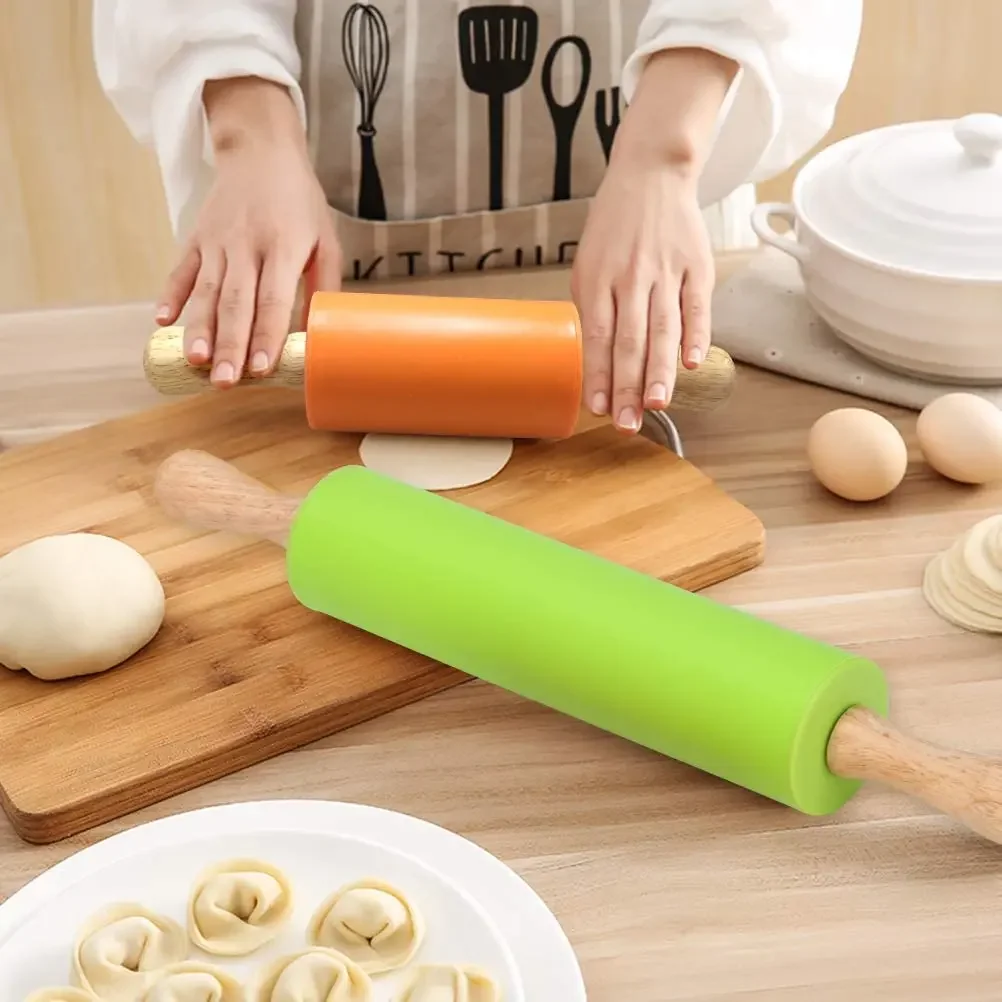 Оптовая Продажа с фабрики кухонный инструмент для пищевых продуктов силиконовая Скалка многоразовая резиновая скалка приготовления пищи