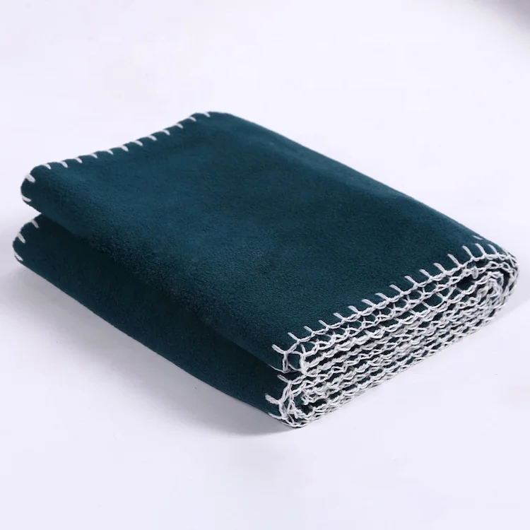 free sample plain color customized logo green polar fleece scarf in stock