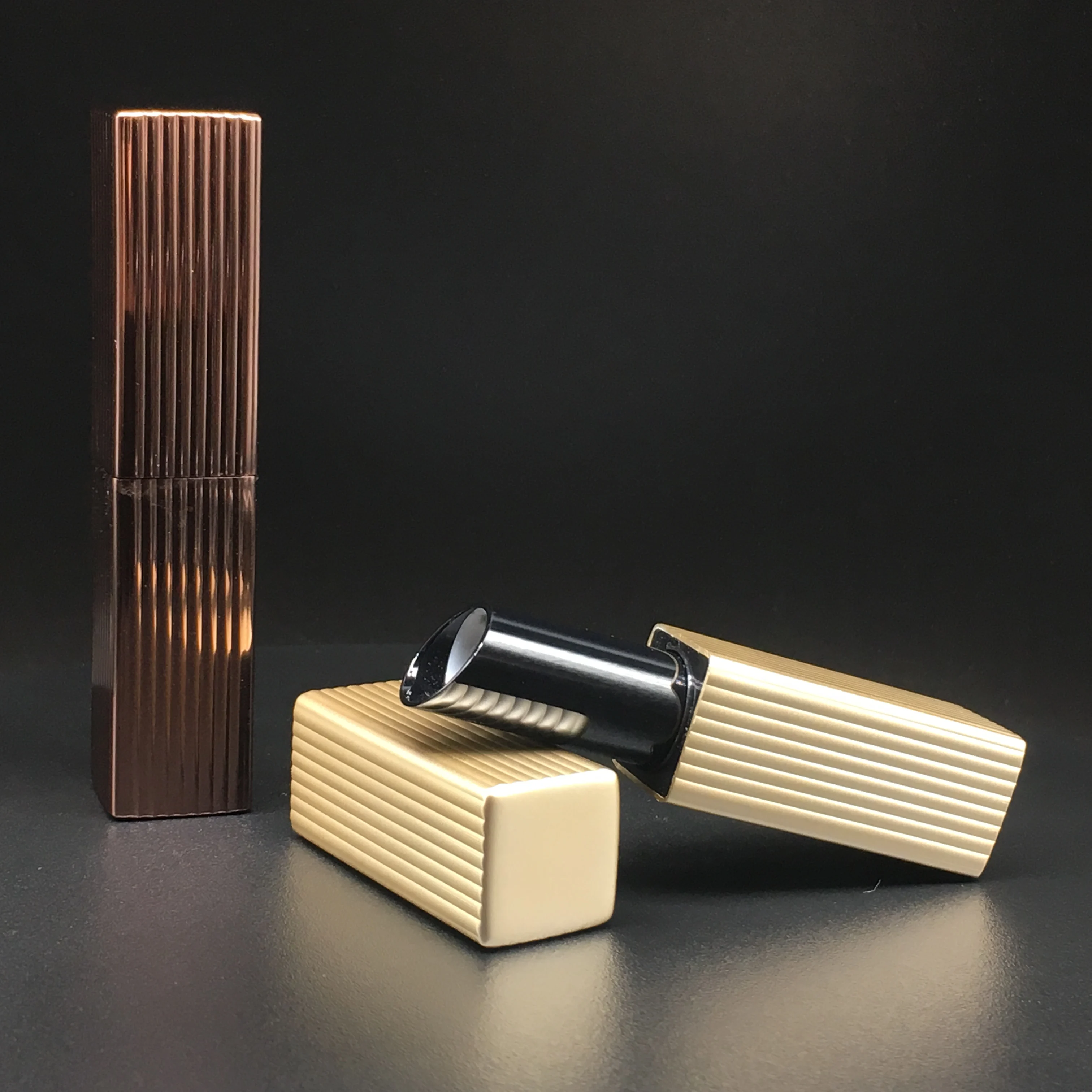 Brown Square Magnet Metal Magnetic Aluminum Plastic Lipstick Container Tube