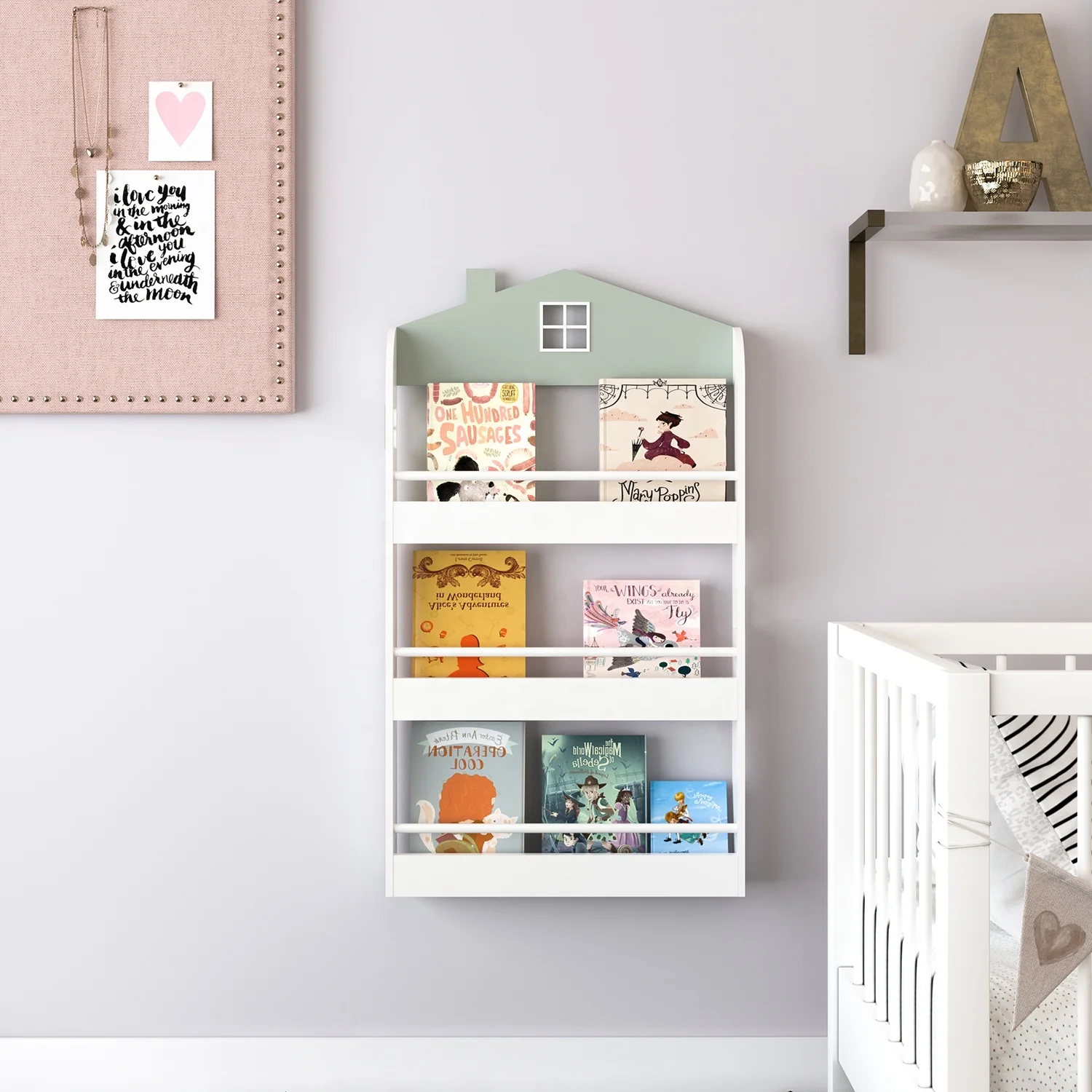 Children baby bookcase book shelf wood floating wall mounted montessori kids bookshelf, bookshelf for kids