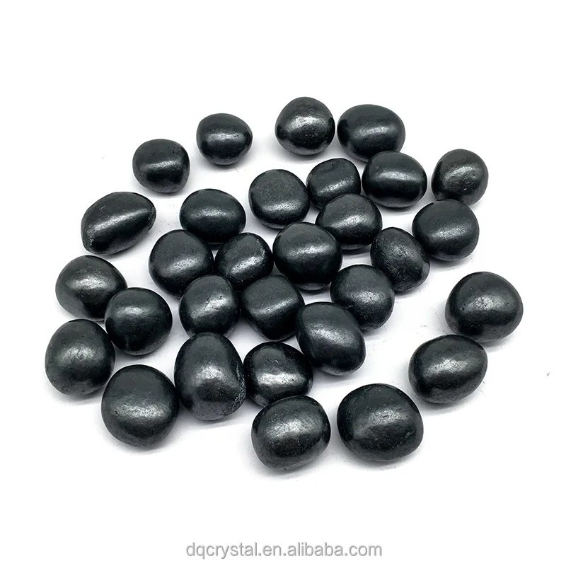 Wholesale Polished Round stone shungite Tumbled crystal  gemstone for fengshui home decoration