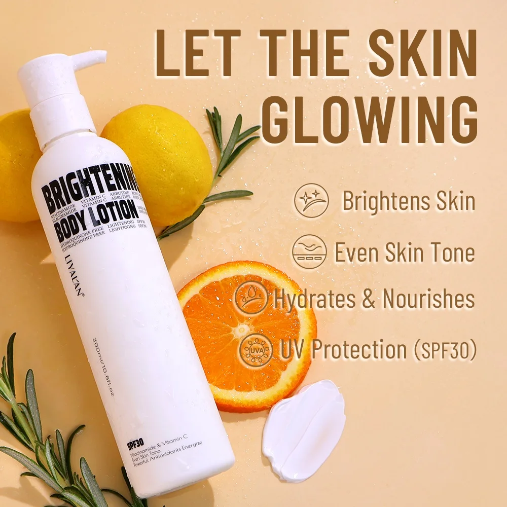 Private Label Arbutin Vitamin C Skin Brightening Lighten Dark Spots Niacinamide Kojic Acid Whitening Body Lotion