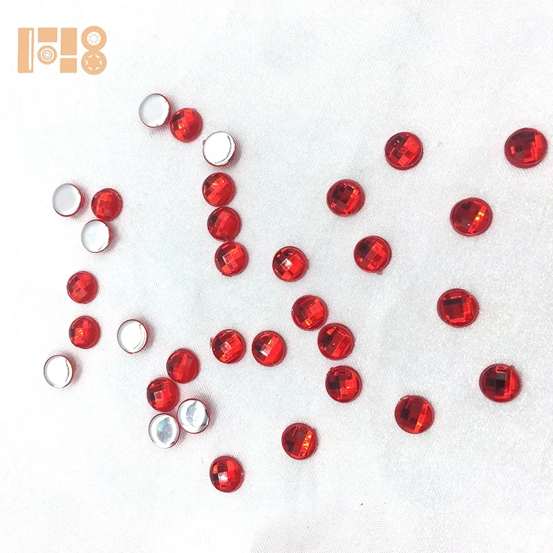 6mm Red Color Bulk Acrylic Rhinestone in Sew on Setting