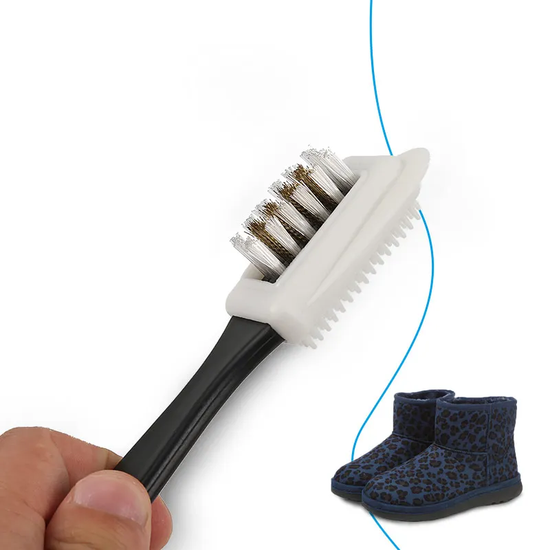 Cleaning Suede Shoe Brush   Brass PP Bristles Three Sided Nubuck Brush  Suede Shoe Cleaning Brush