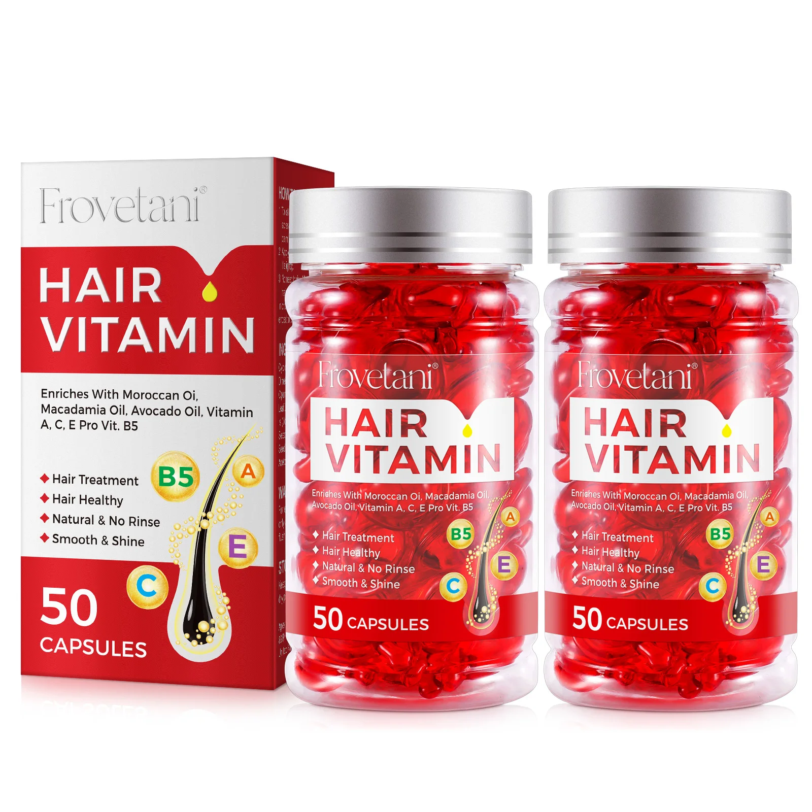 FROVETANI deeply hydrates nourishes smooth shine hair care oil vitamin c e capsules softgel capsule hair vitamin b5 capsules