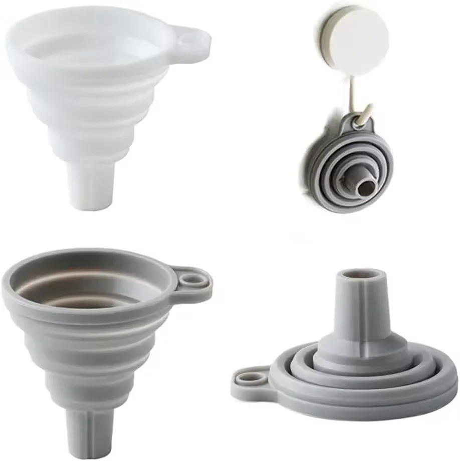 Newest Mini Silicone Funnel Food Grade Oil Funnel Kit High Temperature Resistant Foldable Kitchen Funnel Set