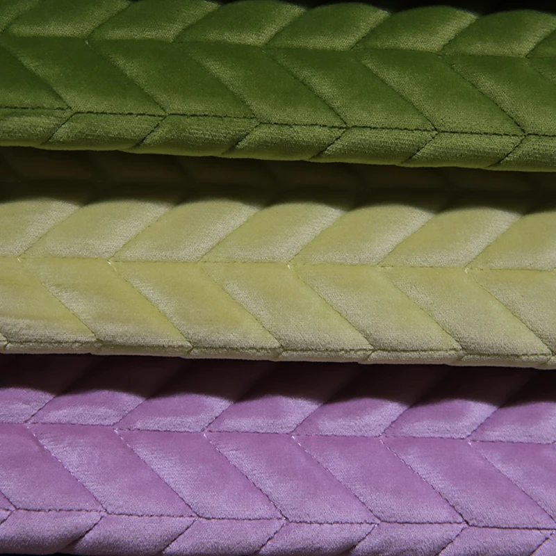 JES Wholesale 16 Colors 580GSM Cheap Polyester Quilted Velvet Sofa Curtain Fabric