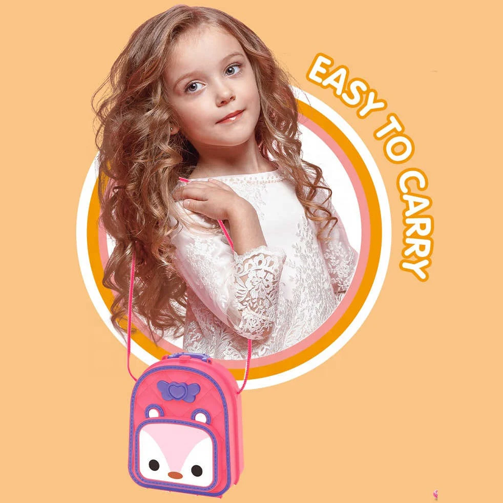 Plastic Mini  Indoor Shoulder Bag Backpack Cooking Pretend Play Game Kitchen Toy Set For Kids