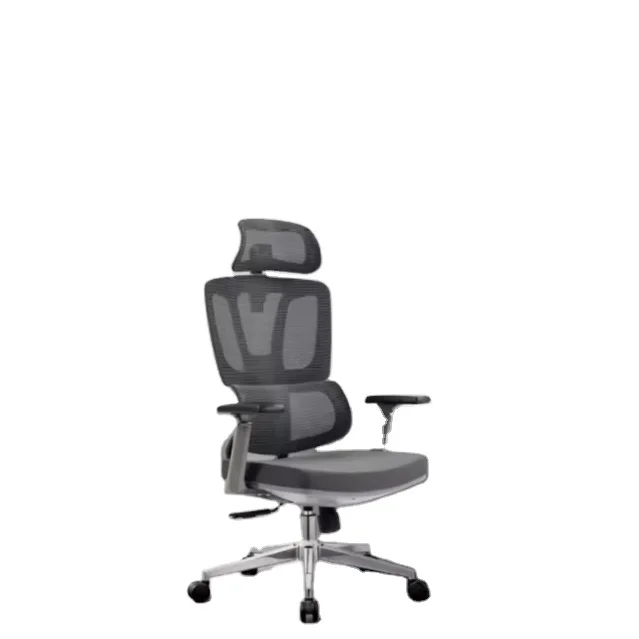 Grey & Black Sturdy  Ergonomic Reclining Swivel Chenille  Mesh Office Meeting Chair Rolling Caster Wheel Strong Backrest