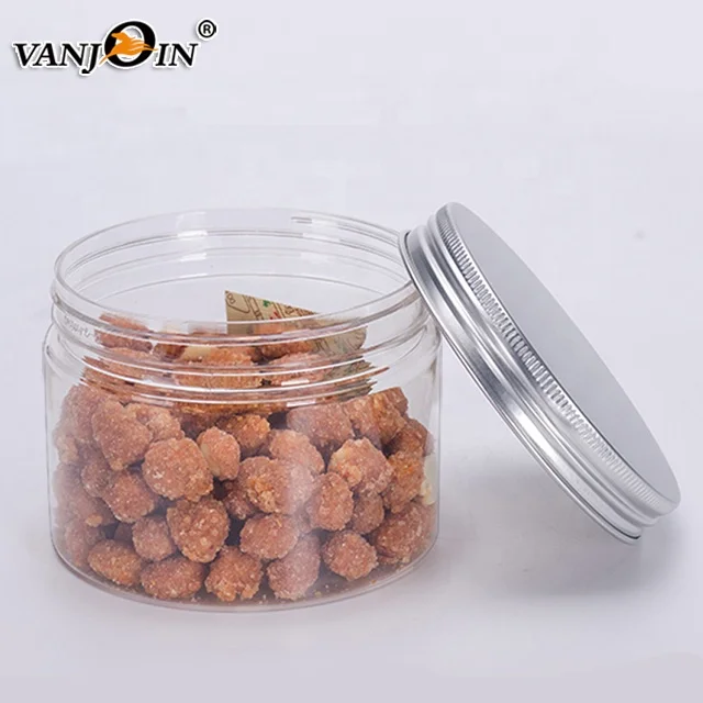 Food Grade PET Material Transparent Round Food Salad Jar 250ml 300ml 500ml 1000ml with Air-tight Lid