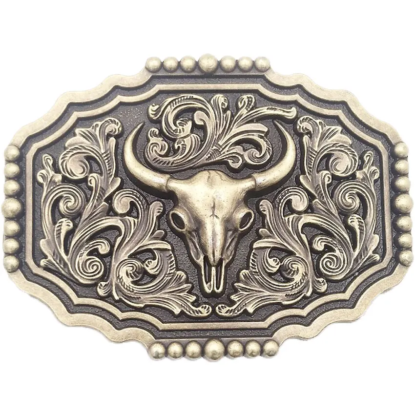 Dark Gold Floral Design Longhorn Belt Buckles for Women