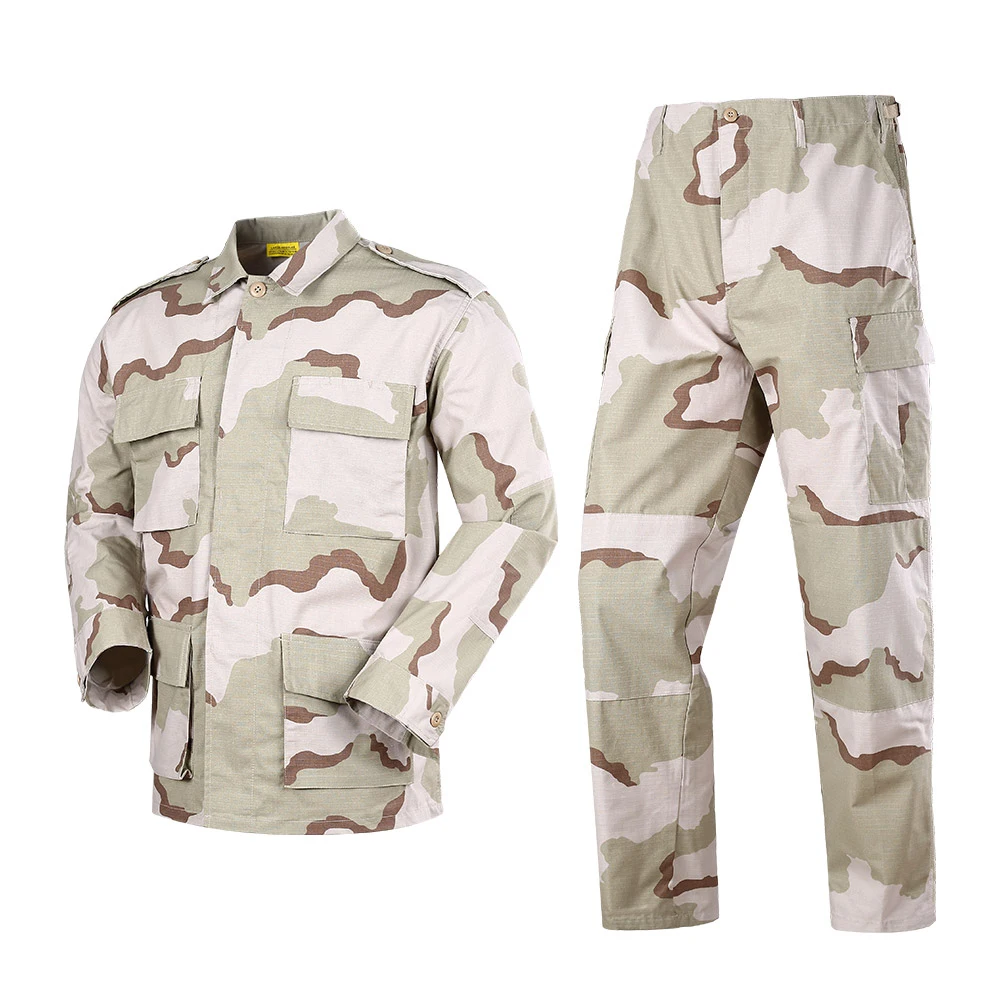 
Hot Sale BDU Uniform Three Sand Camouflage Flame-Retardant Angola Military Uniform 