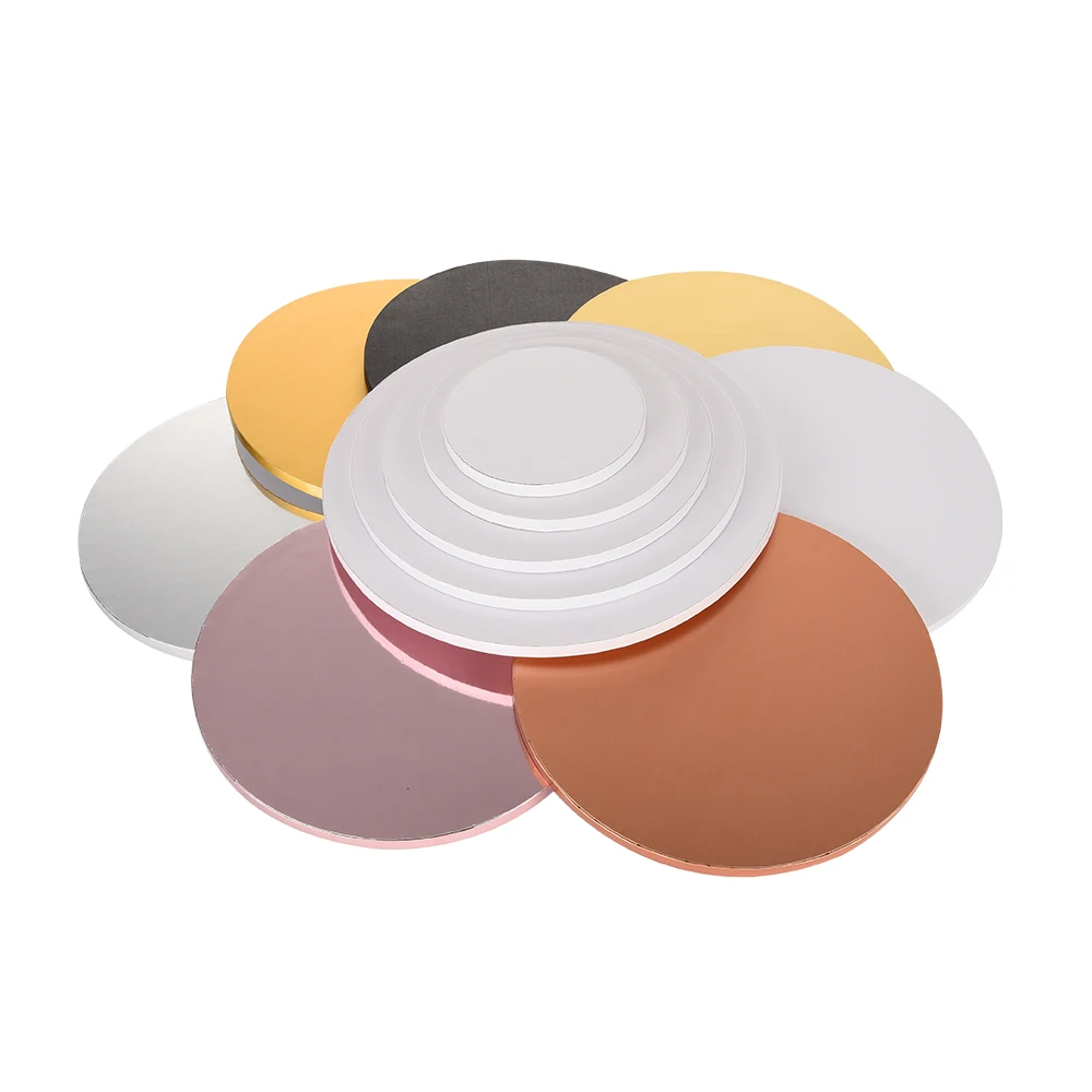 Wholesale Round Square 12mm Thick Cake Pad White Gold Pink Silver Black Cake Board Plain Cake Drum
