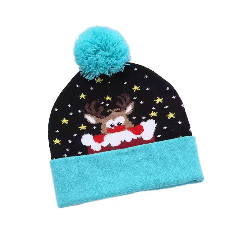Wholesale Jacquard winter children hats cute print women winter Christmas beanies winter beanie