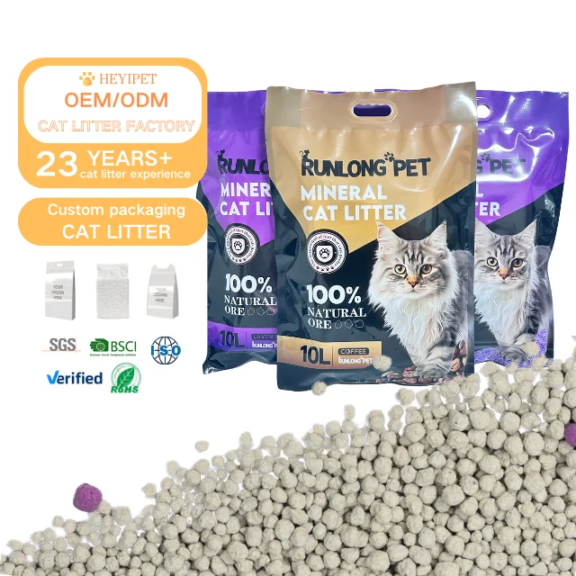 Factory floor price hot sale dust-free strong clumping non-stick bottom can be customized odor bentonite cat litter