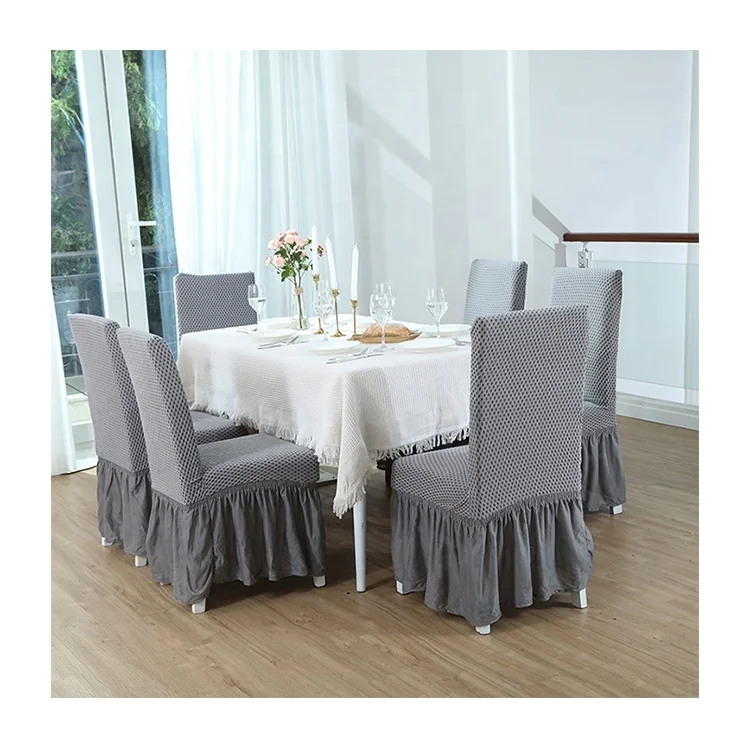 Amazon hot sale knitted soft plastic chair covers grey for wedding