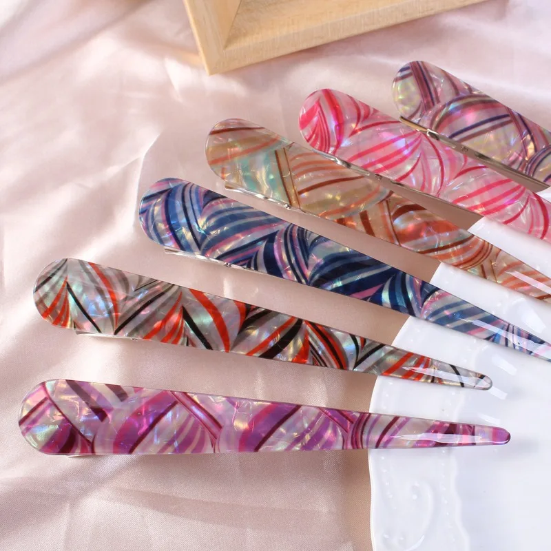 5.5 Inch Long Big Acrylic Alligator Hair Clips for Styling Non Slip Metal Duckbill Clips Hairpins Ponytail Holders Acrylic Clips