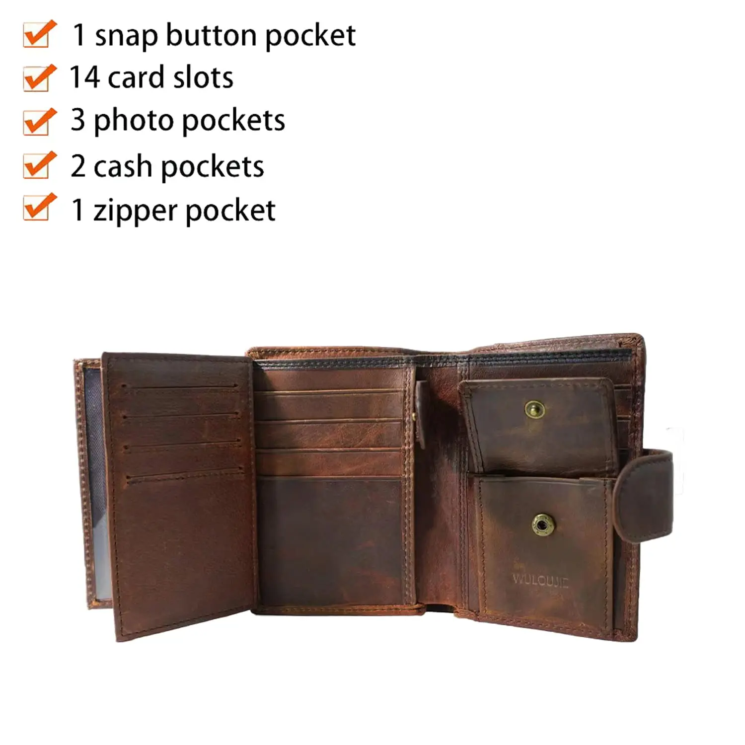 Retro Leather Case Case Mans Bifold Zipper Wallet With Coin Pocket RFID Blocking Custom Crazy Horse Leather Wallet