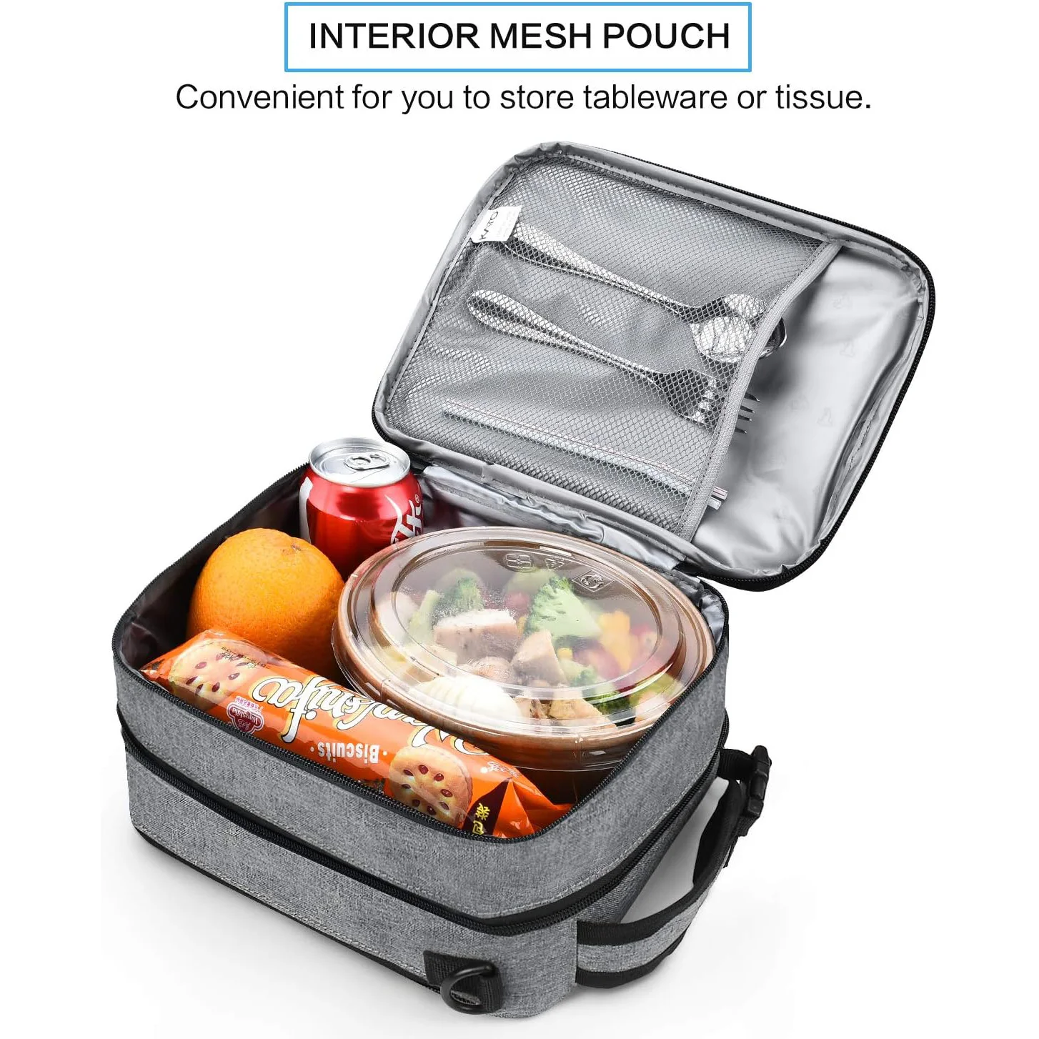 Custom unisex Expandable Insulated Lunch Bag, Leakproof Flat Lunch Cooler Tote with Shoulder Strap for Men and Women