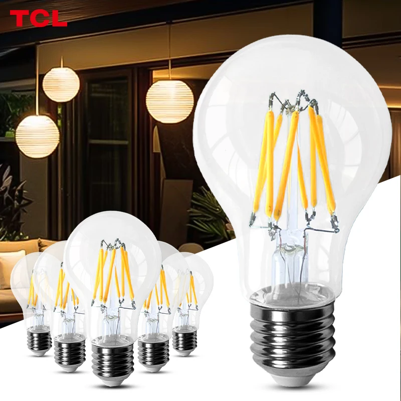 TCL Высокое качество 8 Вт 100lm/W E27 AC 100-130V 2700K теплый свет винтажные декоративные светодиодные лампы накаливания