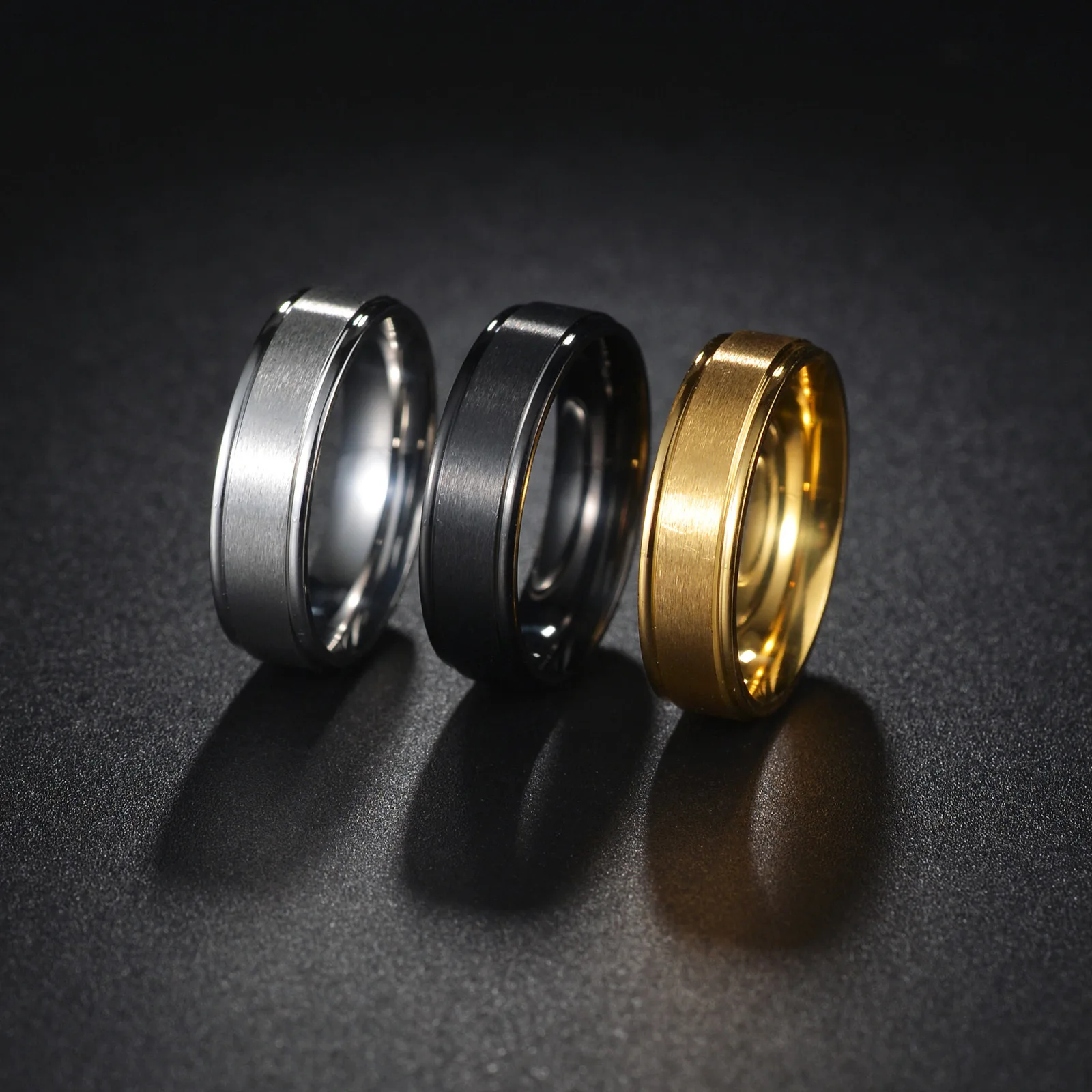 2024 Hot New Chinese Loong Style Stainless Steel Ring Gold Plated Punk Style Frosted Titanium Jewelry for Engagement Gift