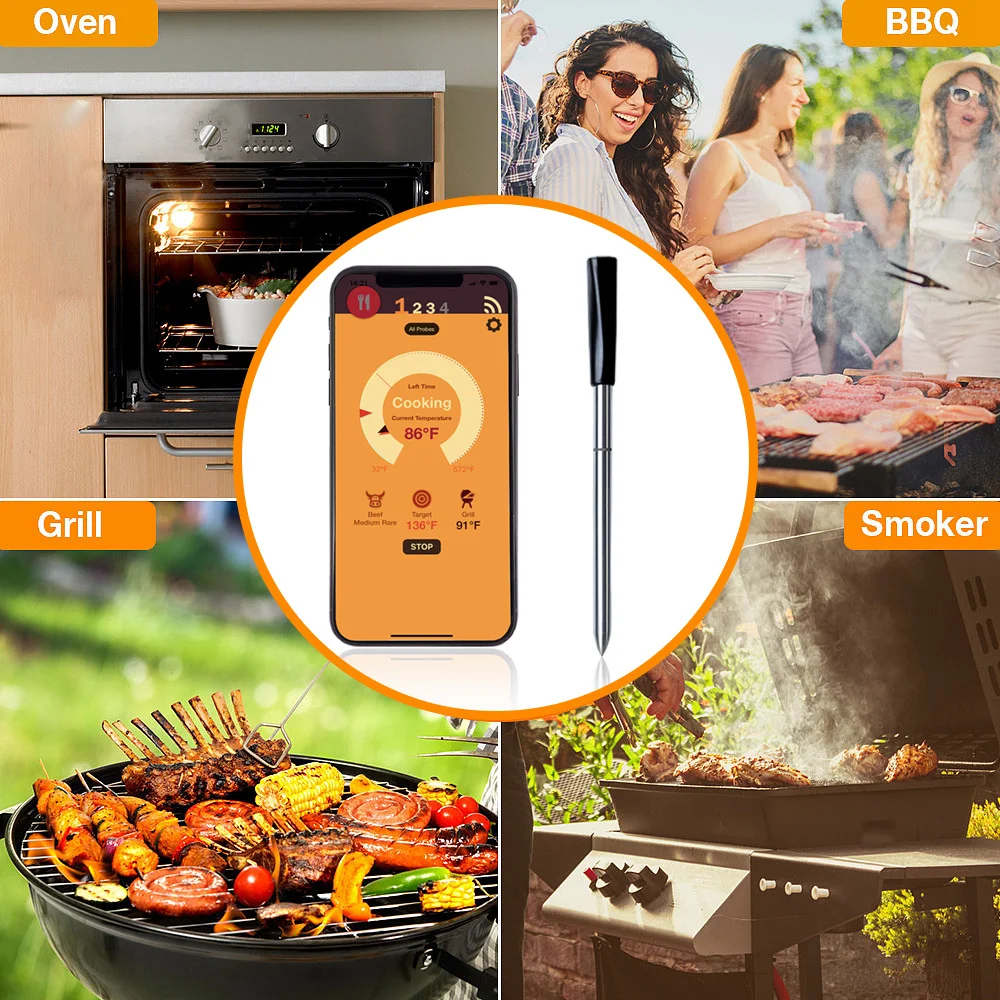 
Grill Baking Wireless Remote Oven Thermometer Cooking For Meat Thermometre 