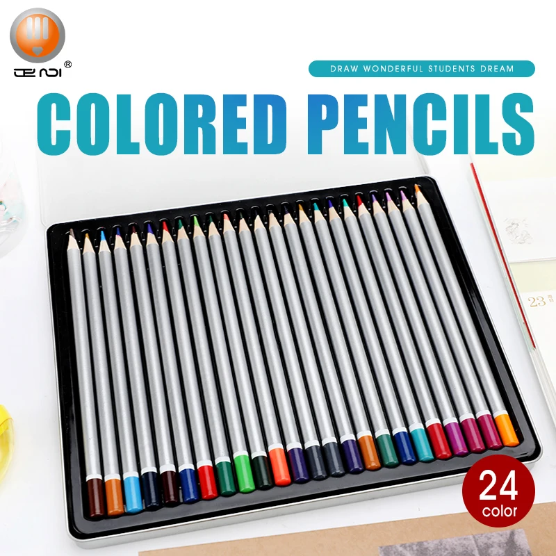 
2020 custom wood 24 colour pencil in tin box 